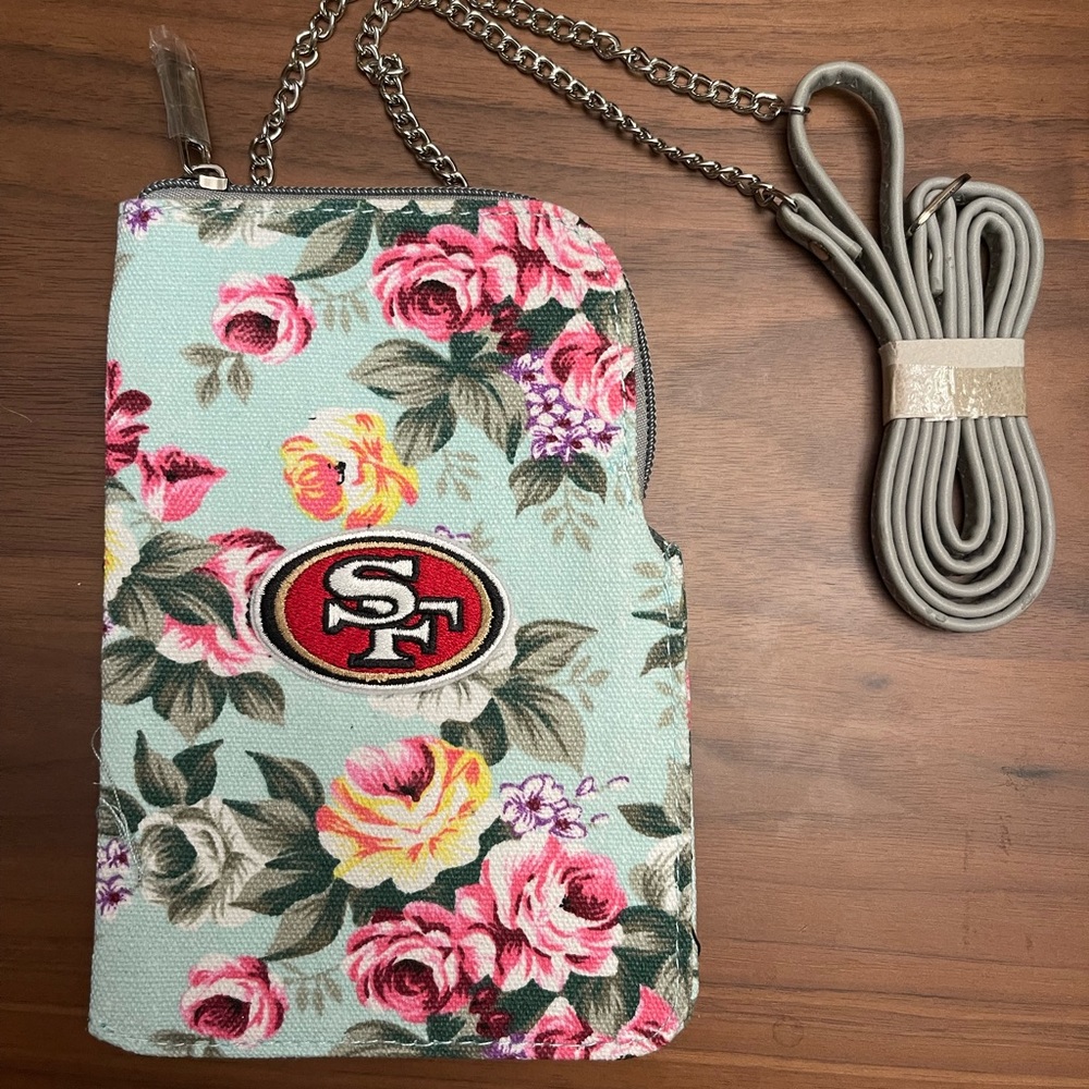 San Francisco 49ers Crossbody Purse NFL Embroidered Floral Football